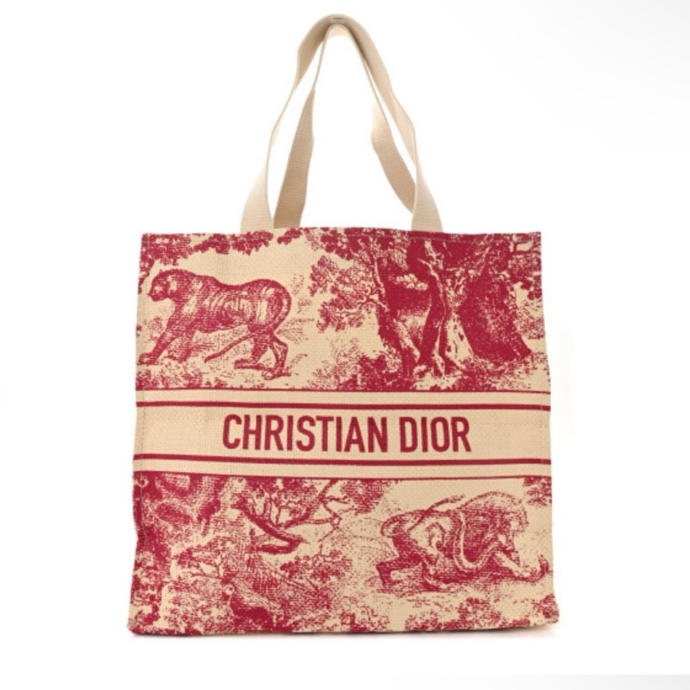 NEW Christian Dior GWP Red Dioriviera Straw Tote Bag